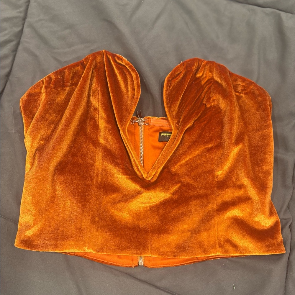 Finesse Velvet Crop Top in Bold Orange